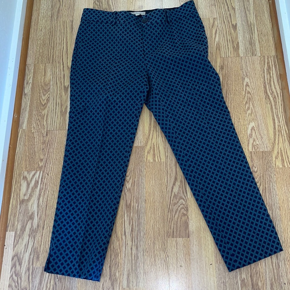 Banana Republic Navy Blue Geometric Ankle Pants. Size 10P.